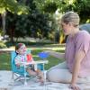 imageNuby PopUp Booster Seat with Removable Tray  6 Months  Portable Booster Seat for Floor for IndoorOutdoor Use  3Point Safety Adjustable Straps  Summer Travel Essentials  Fun FacesStripes