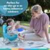 imageNuby PopUp Booster Seat with Removable Tray  6 Months  Portable Booster Seat for Floor for IndoorOutdoor Use  3Point Safety Adjustable Straps  Summer Travel Essentials  Fun FacesAqua
