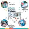imageNuby PopUp Booster Seat with Removable Tray  6 Months  Portable Booster Seat for Floor for IndoorOutdoor Use  3Point Safety Adjustable Straps  Summer Travel Essentials  Fun FacesChevron