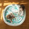 imageNuby Velvet Ball Pit Soft Play Foam Ball Pits for Baby and Toddlers with 200 Colored Balls Included Ball Pit Playpen Indoor Play Gym Outdoor Play Ball Pit for Babies Bounce Ball Game Aqua ampamp GrayAqua