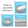 imageNuby Velvet Ball Pit Soft Play Foam Ball Pits for Baby and Toddlers with 200 Colored Balls Included Ball Pit Playpen Indoor Play Gym Outdoor Play Ball Pit for Babies Bounce Ball Game Aqua ampamp GrayAqua