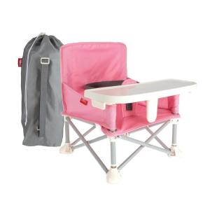imageNuby PopUp Booster Seat with Removable Tray  6 Months  Portable Booster Seat for Floor for IndoorOutdoor Use  3Point Safety Adjustable Straps  Summer Travel Essentials  Fun FacesPink