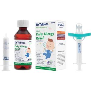 imageBundle of Dr Talbots Infant Daily Allergy Relief Liquid Medicine for Babies includes Syringe Grape Juice Flavor 4 Fl Oz  Dr Talbots PaciMed Baby Medicine Dispenser  BPAFree