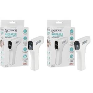 imageDr Talbots Easy Handle NonContact Infrared Thermometer with Led Screen Fever Warning Indicator Accurate 1 S Reading for Baby Kids ampamp Adults White Pack of 2