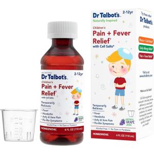 imageDr Talbots Pain  Fever Relief Liquid Medicine with Naturally Inspired Ingredients for Children Includes Dosage Cup Grape Juice Flavor 4 Fl Oz Packaging May VaryChildrens Pain  Fever Relief