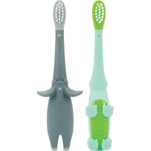 imageDr Talbots Toddler Training Toothbrush for Kids  2Pack  6 Months  AlligatorElephant2 Pack  Elephant  Alligator