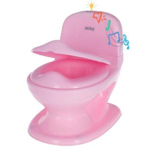 imageNuby My Real Potty Training Toilet with LifeLike Flush Button and Sound  18 Months  WhitePink Potty