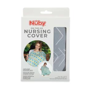 imageNuby On The Go Baby Nursing Cover for Breastfeeding Lightweight Breathable Fabric Built in Pockets for Pacifiers and Nursing Pads Gray Chevron