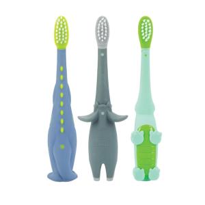 imageDr Talbots Toddler Training Toothbrush 3Pack Soft Bristles Gentle on Teeth ampamp Gums EasyGrip Handle for Little Hands Fun Animal Designs Encourage Good Oral Hygiene Habits AlligatorDinoElephant